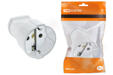 Кабельная розетка 2П+З 16А 250B белая TDM - СКЛАД13.РФ