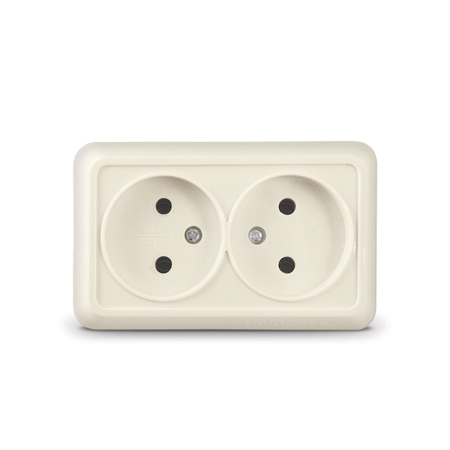Розетка 2-местная UNIVersal Олимп б/з о/у 16А 220В Слоновая кость - СКЛАД13.РФ