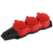 Колодка ЭРА каучуковая с заземлением 3 розетки 16A IP44 KX-3e-RED-IP44 красная - СКЛАД13.РФ