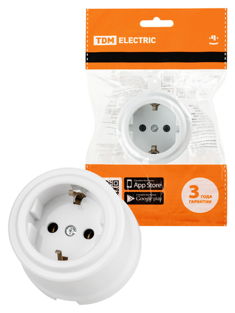 Розетка 2П+З 16А 250В белая «Виви» TDM - СКЛАД13.РФ