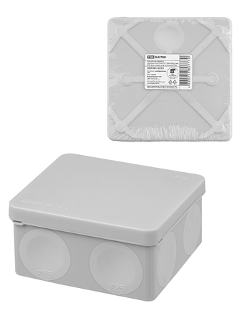 Распаячная коробка двухкомпонентная ОП 100х100х50 мм IP66 8 вх черная TDM - СКЛАД13.РФ