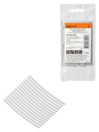 Набор трубок термоусаживаемых клеевых 10 см ТТкНГ(3:1) 2,4/0,8 Моноцвет, белый TDM - СКЛАД13.РФ