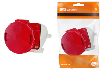 Розетка 134 стационарная 3Р+РЕ 63А 380В IP54 TDM - СКЛАД13.РФ