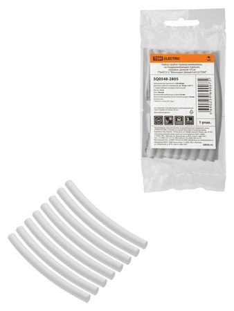 Набор трубок термоусаживаемых клеевых 10 см ТТкНГ(3:1) 9,5/3,0 Моноцвет, белый TDM - СКЛАД13.РФ