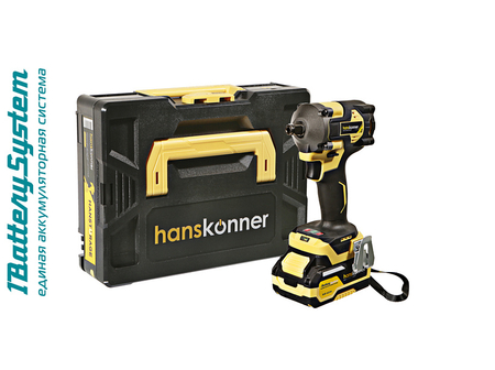 Гайковерт ударный б/щ 18В 420Нм 1BatterySystem PLATINUM Hanskonner HCD20420BLC - СКЛАД13.РФ