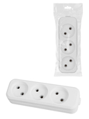 Колодка розеточная 3 гнезда 2П б/з 10А 250В белая серии 