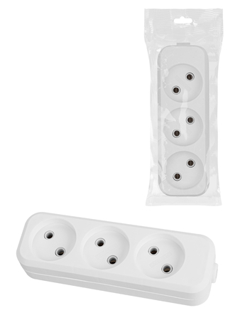 Колодка розеточная 3 гнезда 2П б/з 10А 250В белая серии 