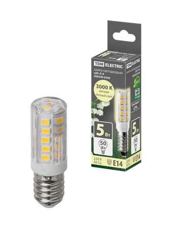 Лампа светодиодная Е14-5 Вт-230 В-3000 К, SMD, 16x54 мм TDM - СКЛАД13.РФ