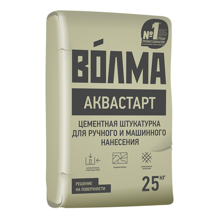 Смесь сухая штукатурная цементная ВОЛМА Аквастарт 25кг (56шт/упак.) - СКЛАД13.РФ