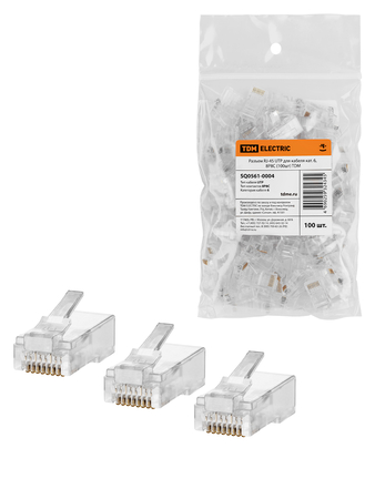 Разъем RJ-45 UTP для кабеля категории 6, 8P8C (100шт) TDM - СКЛАД13.РФ