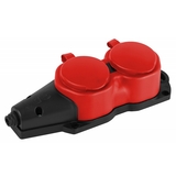 Колодка ЭРА каучуковая с заземлением 2 розетки 16A IP44 KX-2e-RED-IP44 красная - СКЛАД13.РФ