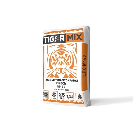 Смесь М-150 цементно песчаная Тайгер Микс Tiger mix 25кг (56шт\упак) - СКЛАД13.РФ