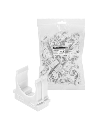 Крепеж-клипса для трубы 25 мм для прямого монтажа (100 шт.) белая TDM - СКЛАД13.РФ