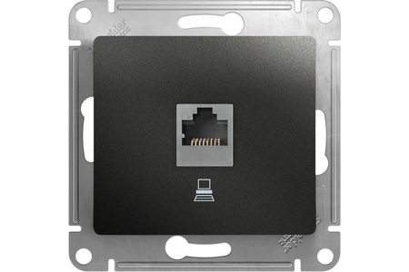 Розетка компьютерная RJ45 кат.5е Glossa антрацит - СКЛАД13.РФ