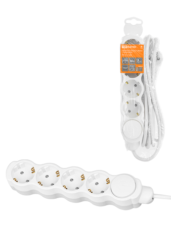 Удлинитель бытовой Люкс с выкл 5 гнезд 3м с/з с з/ш ПВС 3х1,5мм2 16А 250В 3700Вт У1-63223 TDM - СКЛАД13.РФ