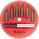 Набор бит магнитный адаптер для бит сталь 45Х пластиковый кейс (7шт) Matrix - СКЛАД13.РФ