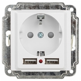 Розетка Intro Accent 6-410-01 с заземлением 2P+E Schuko со шторками 16А-250В + 2хUSB IP20 С - СКЛАД13.РФ