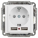 Розетка Intro Accent 6-410-01 с заземлением 2P+E Schuko со шторками 16А-250В + 2хUSB IP20 С - СКЛАД13.РФ
