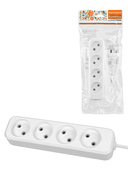 Удлинитель 4 гнезда, 3 метра, б/з, 10 А, 2300 Вт, белый, НАРОДНЫЙ У-42016 (Ун 420-0001) TDM - СКЛАД13.РФ