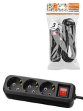 Удлинитель 3 гнезда 7 метров с/з выключатель 10А 2300Вт черный НАРОДНЫЙ У1-32055 (Ун1 321-0001) TDM - СКЛАД13.РФ
