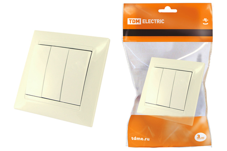 Выключатель 3-х клавишный 10А слоновая кость 