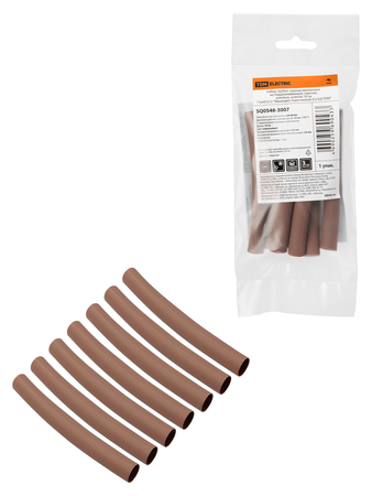 Набор трубок термоусаживаемых клеевых 10 см ТТкНГ(3:1) 7,9/2,65 Моноцвет, коричневый TDM - СКЛАД13.РФ