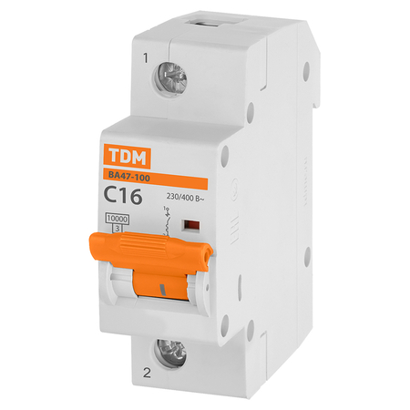 Автоматический выключатель ВА47-100 1P 16A 10кА х-ка C TDM - СКЛАД13.РФ