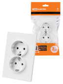 Розетка двойная 2П+З 16А 250В белая 