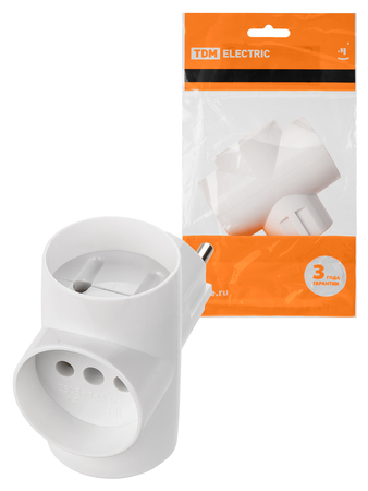 Тройник 3х2П 16А 250B белый TDM - СКЛАД13.РФ