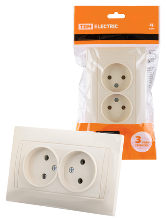 Розетка двойная 2П 10А 250В слоновая кость 