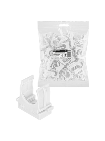 Крепеж-клипса для трубы 20 мм для прямого монтажа (100 шт.) белая TDM - СКЛАД13.РФ