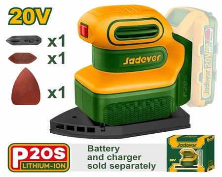 Шлифмашина вибрационная аккумуляторная 20В 12000об/мин JADEVER - СКЛАД13.РФ