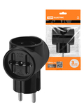 Тройник 3х2П 16А 250B ЕВРО черный 