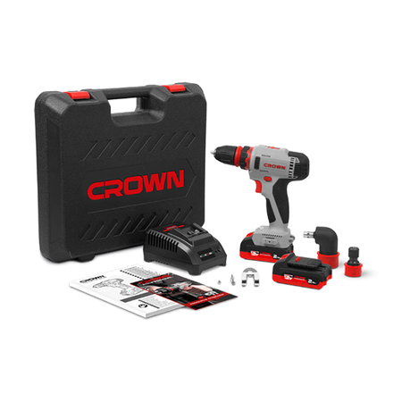 Дрель-шуруповерт угловая аккумуляторная 12В 30Нм 2,0Ач*2Li Crown CT21081HQ-2 BMC - СКЛАД13.РФ