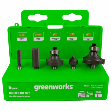 Набор фрез 6,35 мм (5 шт.) для фрезера Greenworks, Арт. 2953207 - СКЛАД13.РФ