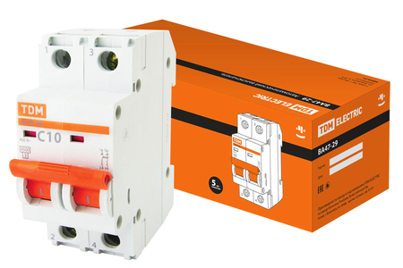 Автоматический выключатель ВА47-29 2Р 50А 4,5кА х-ка С TDM - СКЛАД13.РФ