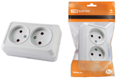 Розетка двойная 2П открытой установки с з/ш IP20 10А белая 