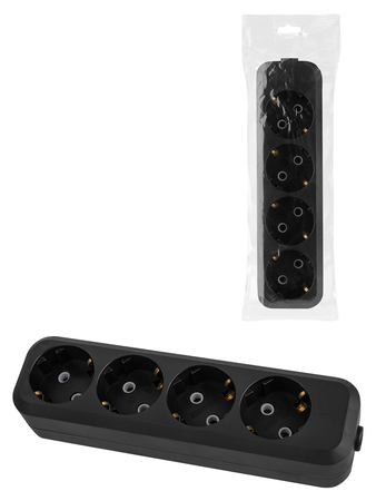 Колодка розеточная 4 гнезда 2П+3 16А 250В черная серии 