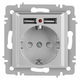 Розетка Intro Accent 6-410-03 с заземлением 2P+E Schuko со шторками 16А-250В + 2хUSB IP20 С - СКЛАД13.РФ