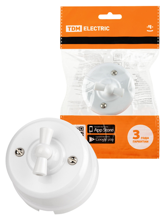 Выключатель поворотный проходной с ручкой (бантик) 10А белый «Виви» TDM - СКЛАД13.РФ