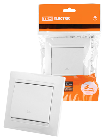 Перекрестный выключатель 1-клавиша 10А белый 