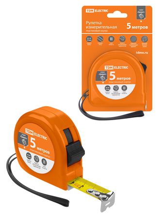 Рулетка, длина 5 м, стальная лента, ширина 19 мм, пластиковый корпус, 