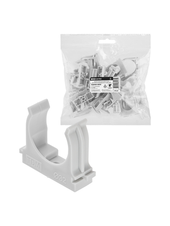 Крепеж-клипса для трубы 32 мм для прямого монтажа (25 шт.) серая TDM - СКЛАД13.РФ