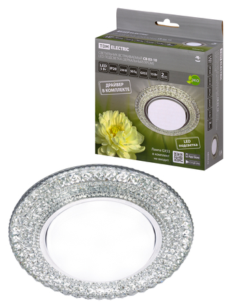 Светильник встраиваемый СВ 03-10 GX53 230В LED подсветка 5 Вт зеркальный/хром TDM - СКЛАД13.РФ