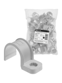 Крепеж-скоба для трубы 32 мм односторонняя для прямого монтажа (25 шт.) серая TDM - СКЛАД13.РФ