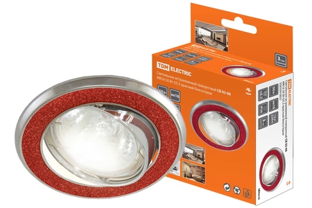 Светильник встраиваемый поворотный СВ 02-06 MR16 50Вт G5.3 красный блеск/хром TDM - СКЛАД13.РФ