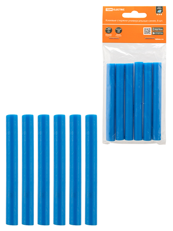 Клеевые стержни универсальные синие, 11 мм x 100 мм, 6 шт, 