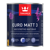 Краска Euro Matt 3 глубокоматовая база С  0,9л TIKKURILA - СКЛАД13.РФ