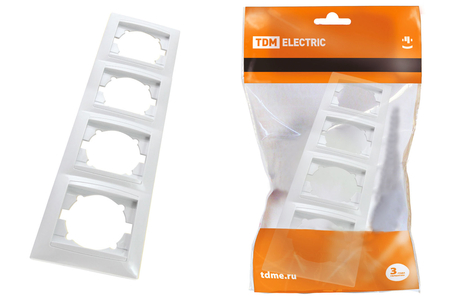 Рамка 4-х постовая вертикальная белая 