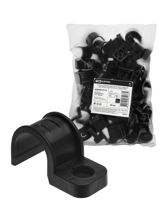 Крепеж-скоба для трубы 25 мм односторонняя для прямого монтажа (50 шт.) черная TDM - СКЛАД13.РФ